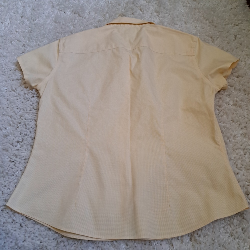 Brooks Brothers 346 Womens Yellow Micro Check‎ Non Iron Cotton Shirt Size 6 - Picture 3 of 6